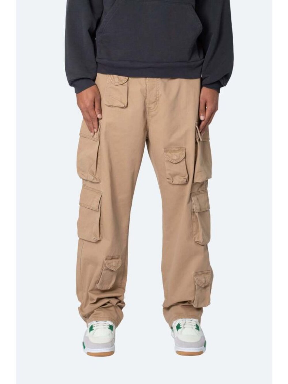 MNML Baggy Cargo Pants Button Fly Relaxed Fit Mens 33 Khaki NEW